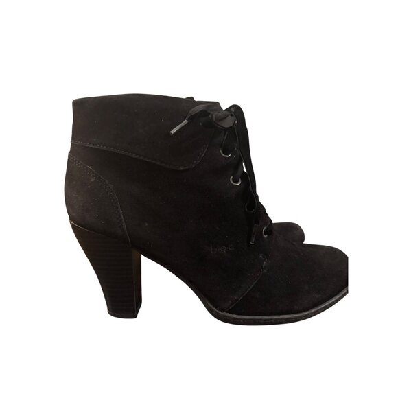 Black Lace-Up Heeled Ankle Suede Boots By B.O.C. Womens Size 8 - Picture 12 of 15